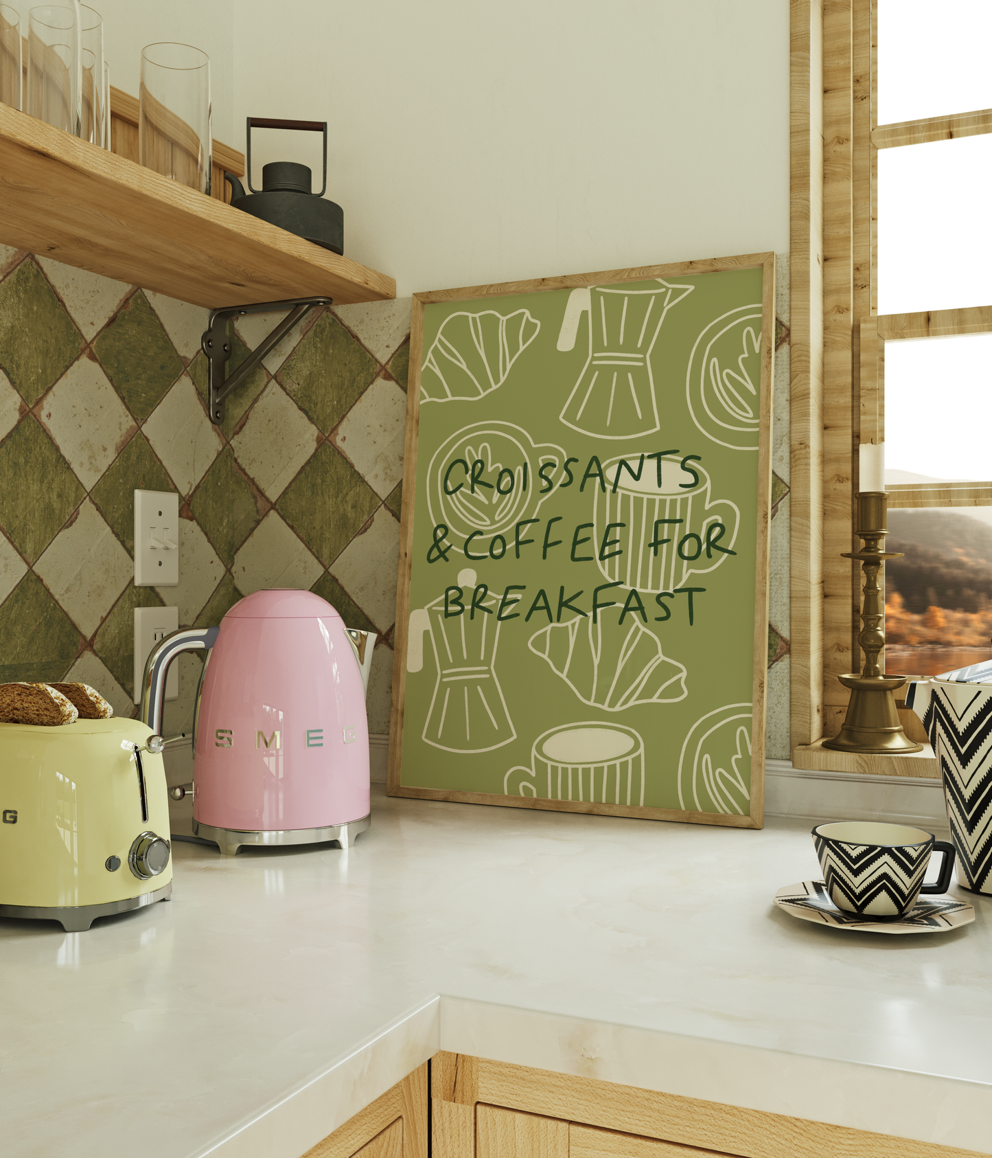 Coffee & Croissants For Breakfast Print