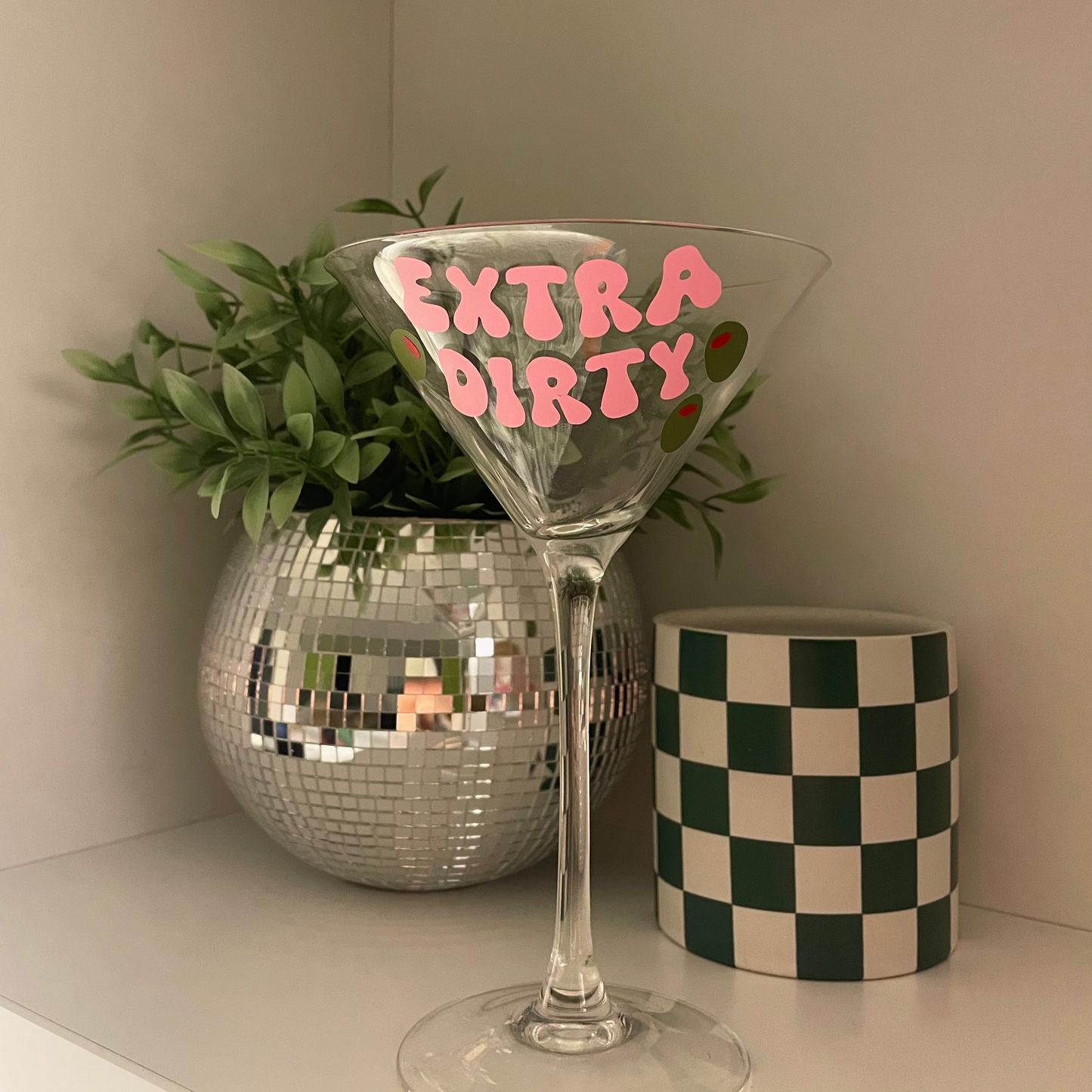 'Extra Dirty' Martini Glass *PRE ORDER FOR COLLECTION FROM FLAURA ROSE*