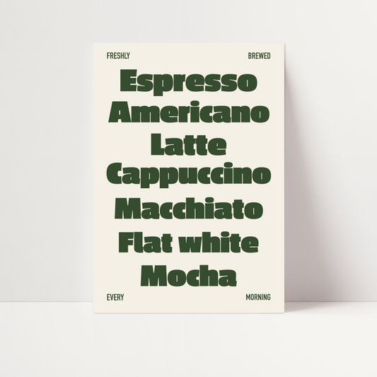 Coffee Menu Print