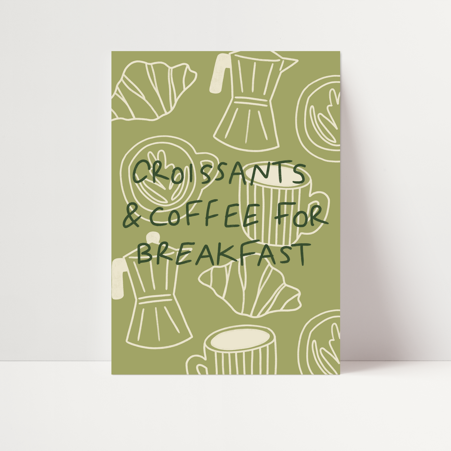 Coffee & Croissants For Breakfast Print